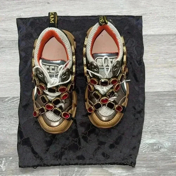 Gucci Multicolor Leather Flashtrek Reflective Sneakers Size 36 - Picture 6 of 15